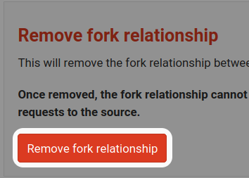 remove fork relationship